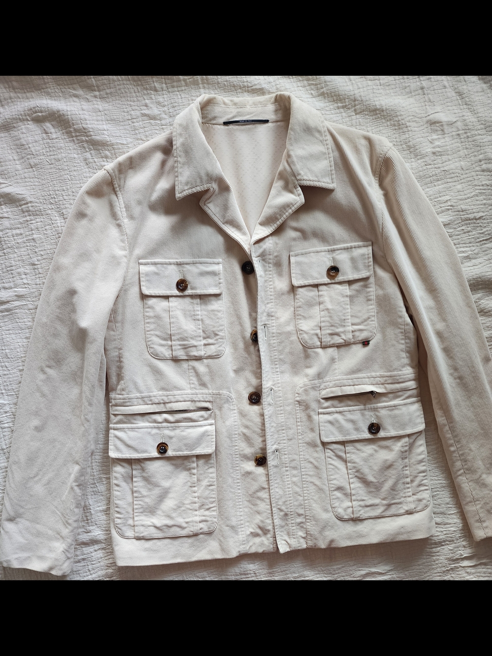 Gucci Cream Military Field Jacket with Patch Pockets